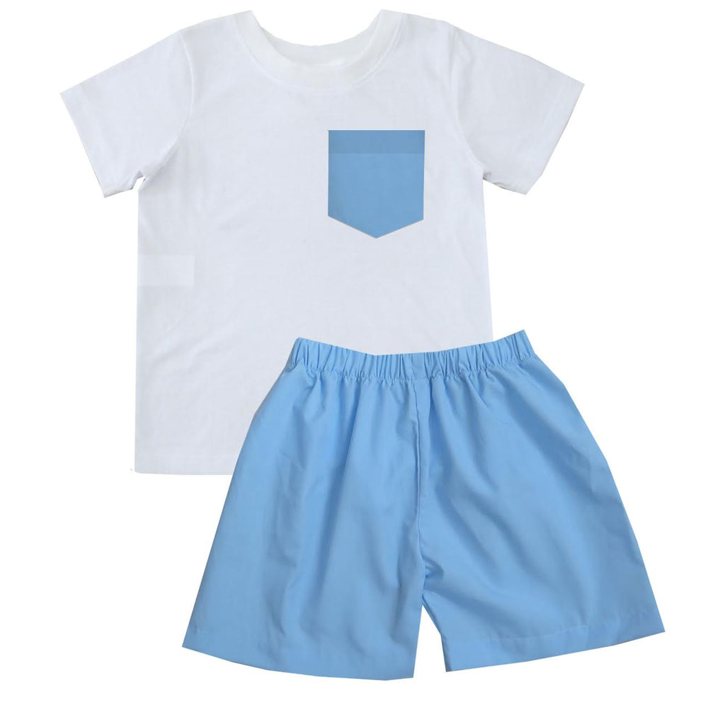 2020 Spring Blue Tshirt Short Set