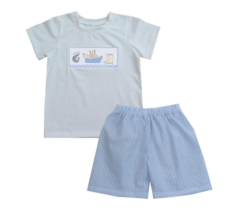 Shrimp Boat Boy Tshirt Short Set
