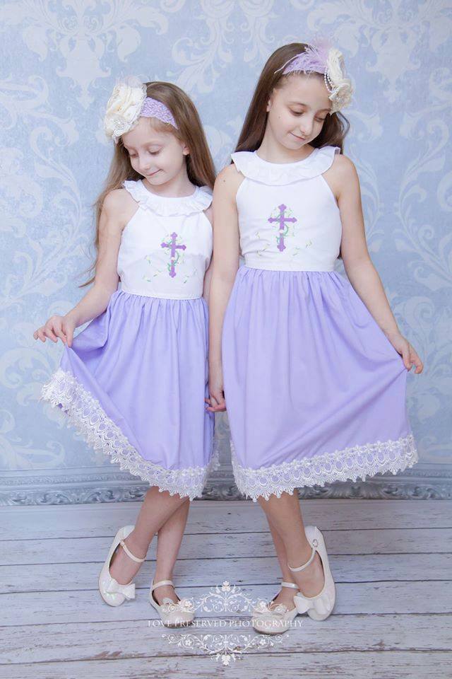Lavender Bottom Cross Collar Dress