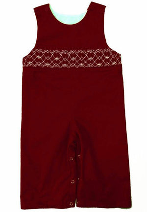 Solid Red Longall Geometric Smocking