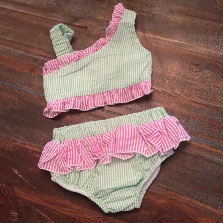 Lime/Pink 1 Shoulder Bikini