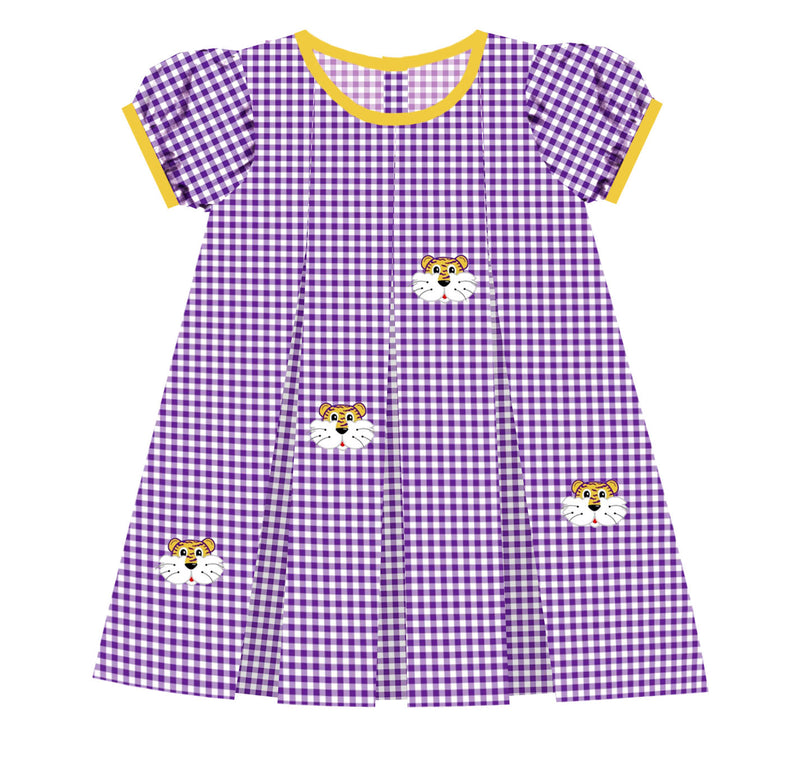 Purple Gingham Tiger Dress