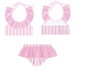 Sun Pink Stripe Two Piece Swimsuit