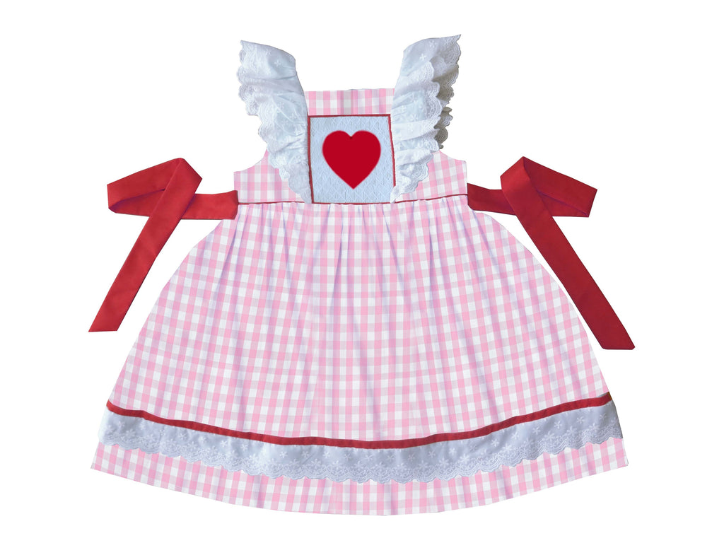 2019 valentines Gingham heart Pinafore