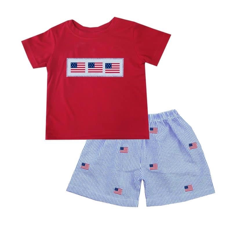 American flag boy short Set