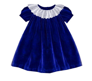 2020 Blue Christmas Velvet Bishop Dress