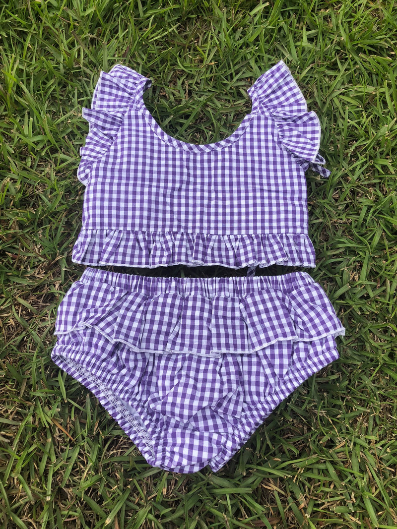 Purple Gingham Bikini Swim Suit